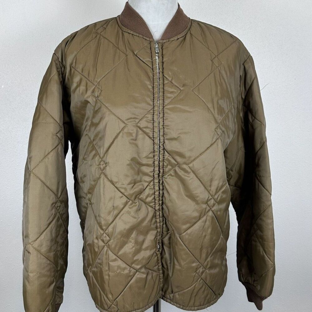 True Vintage Samco Bomber Jacket Men M Brown Quilted Zip USA Made Thermal Twins